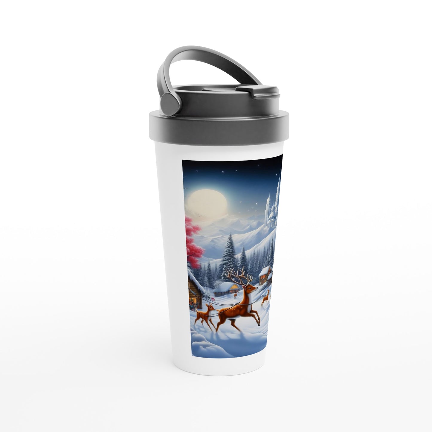 White 15oz Stainless Steel Travel Mug - Winter 167