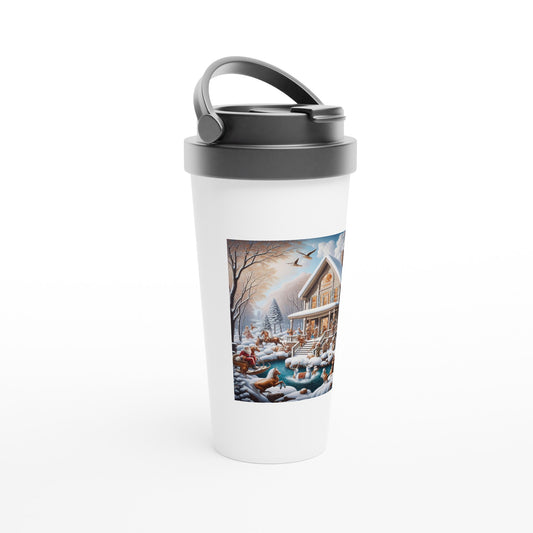 White 15oz Stainless Steel Travel Mug - Winter 86