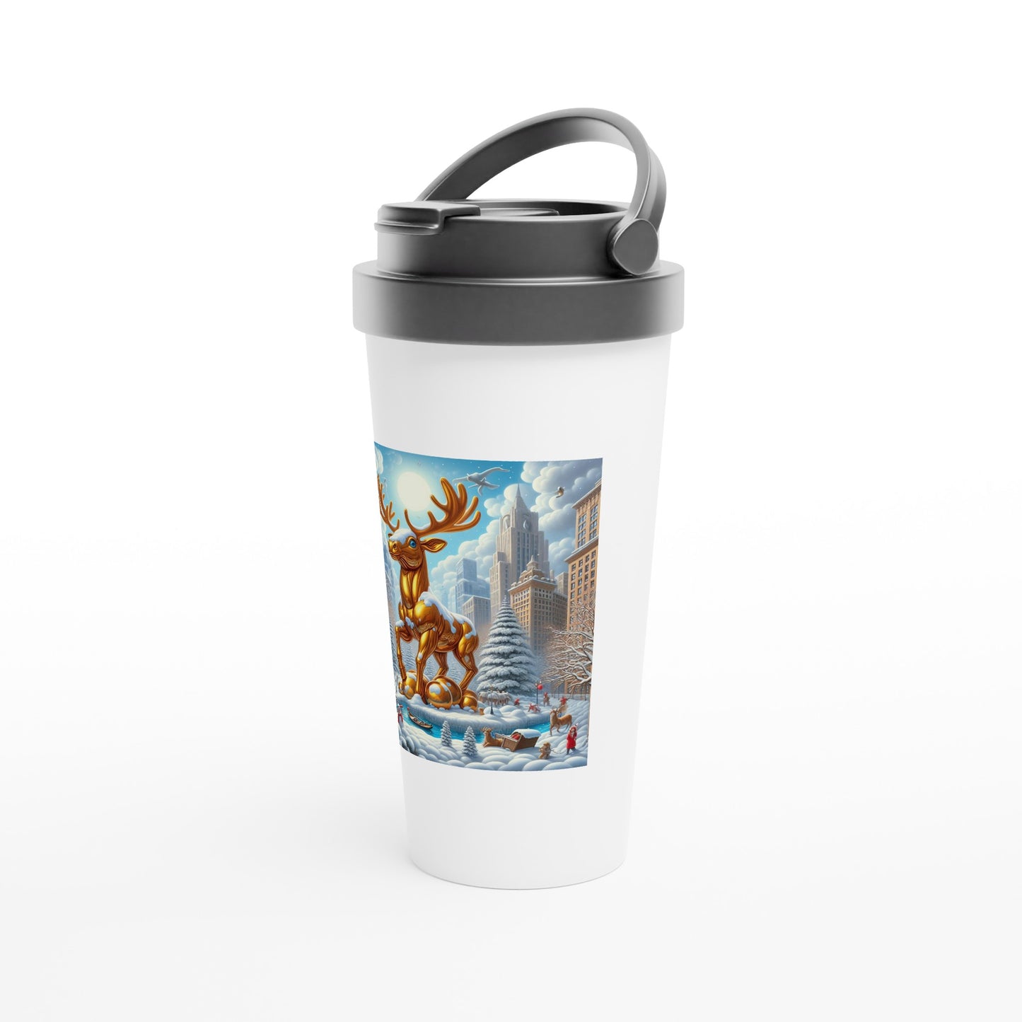 White 15oz Stainless Steel Travel Mug - Winter 84