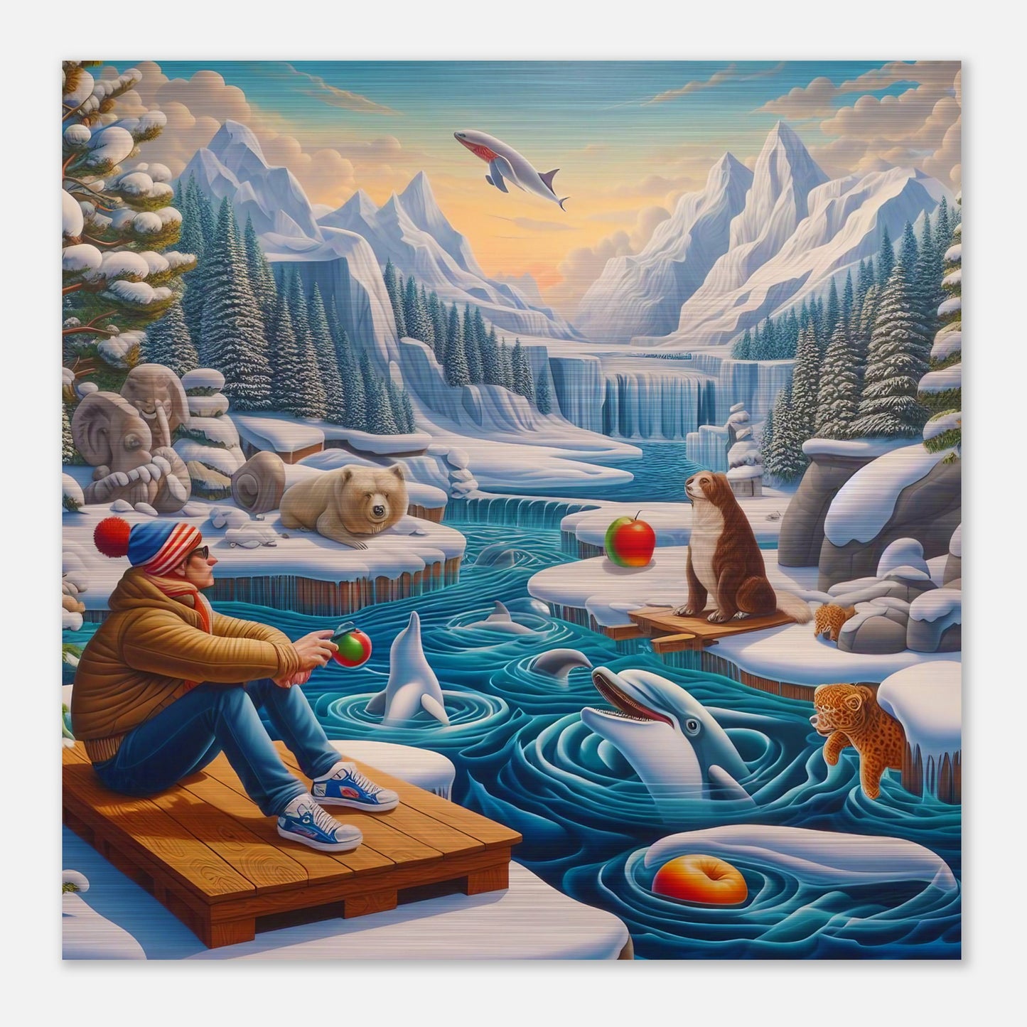 Wall Art - Winter 64 - Man by the river