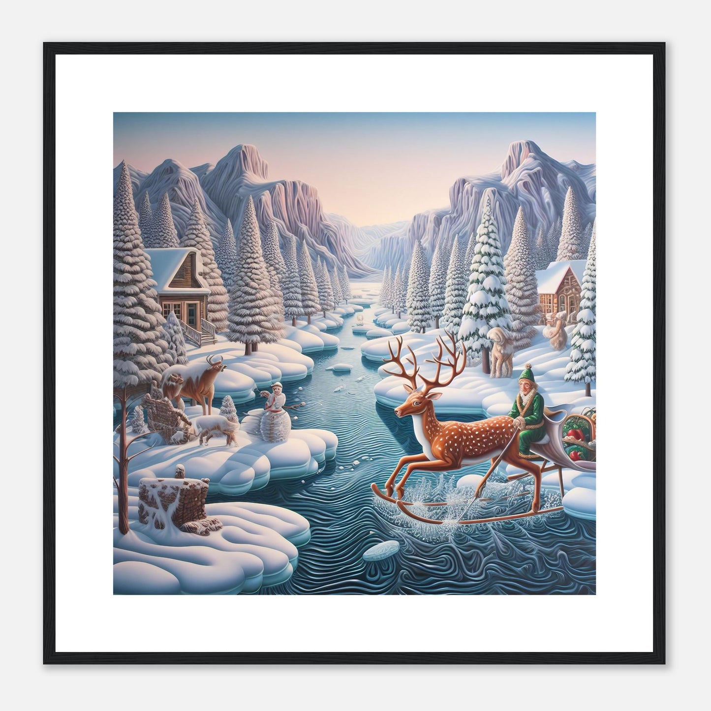 Wall Art - Winter 28 - Deer and Elf