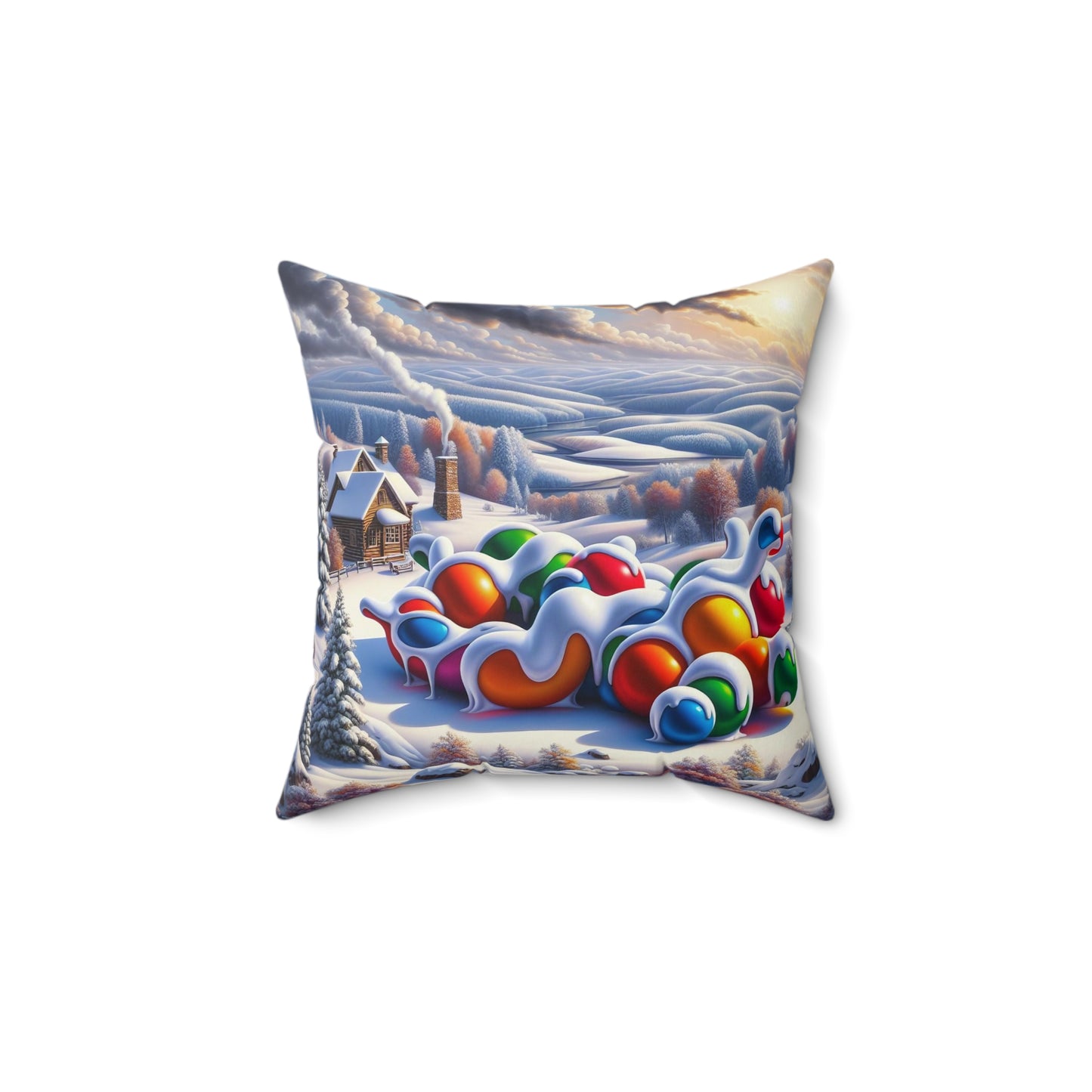 Spun Polyester Square Pillow - Winter 157