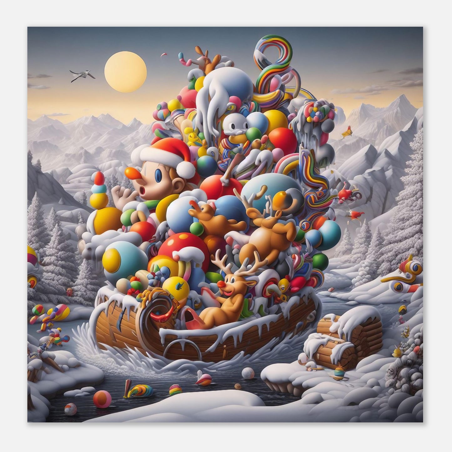 Wall Art - Winter 59 - Boy, Sleigh, Toys