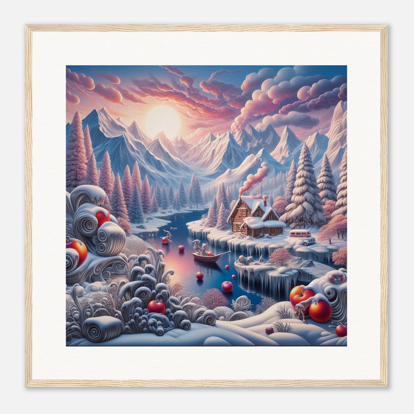 Wall Art - Winter 62 - Small boat on a river