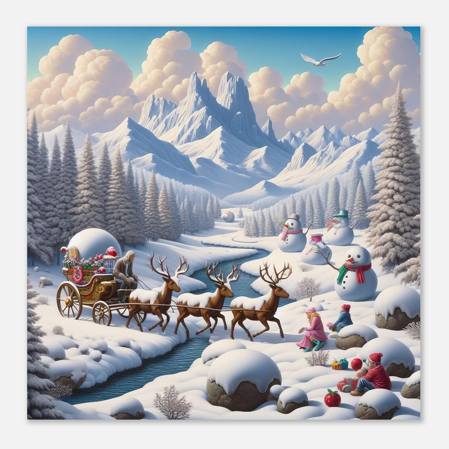 Wall Art - Winter 35 - Deer and snowmen