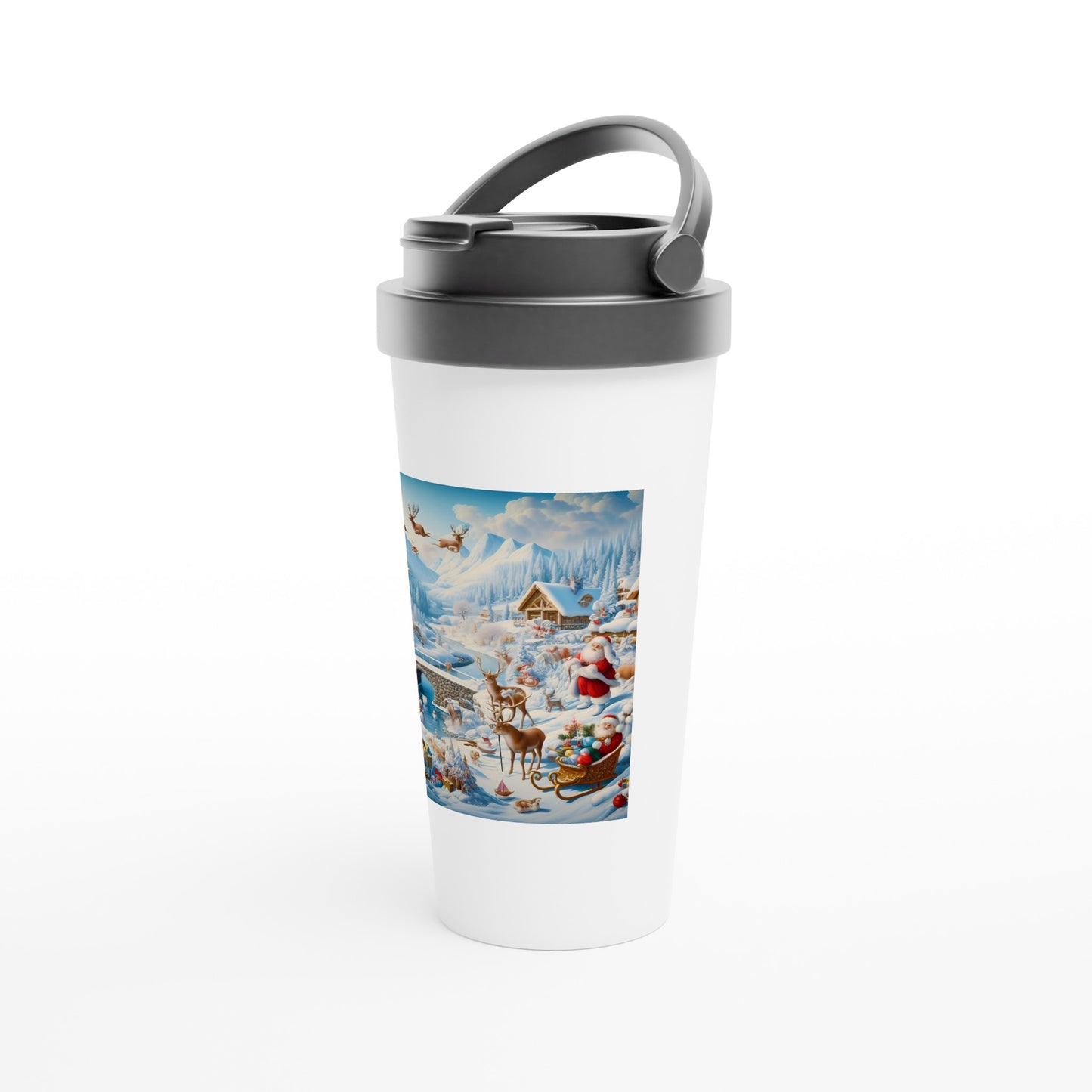 White 15oz Stainless Steel Travel Mug - Winter 172