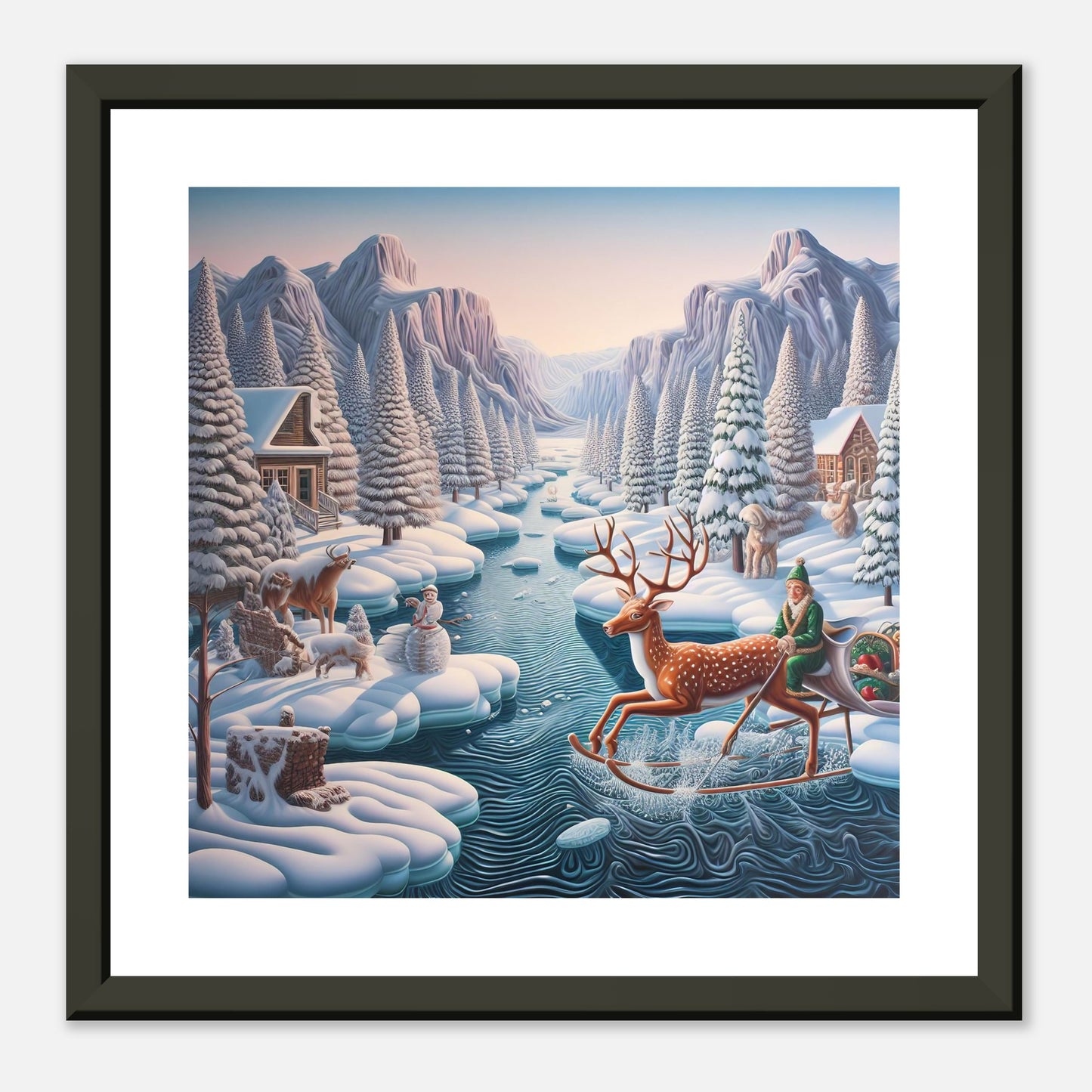 Wall Art - Winter 28 - Deer and Elf