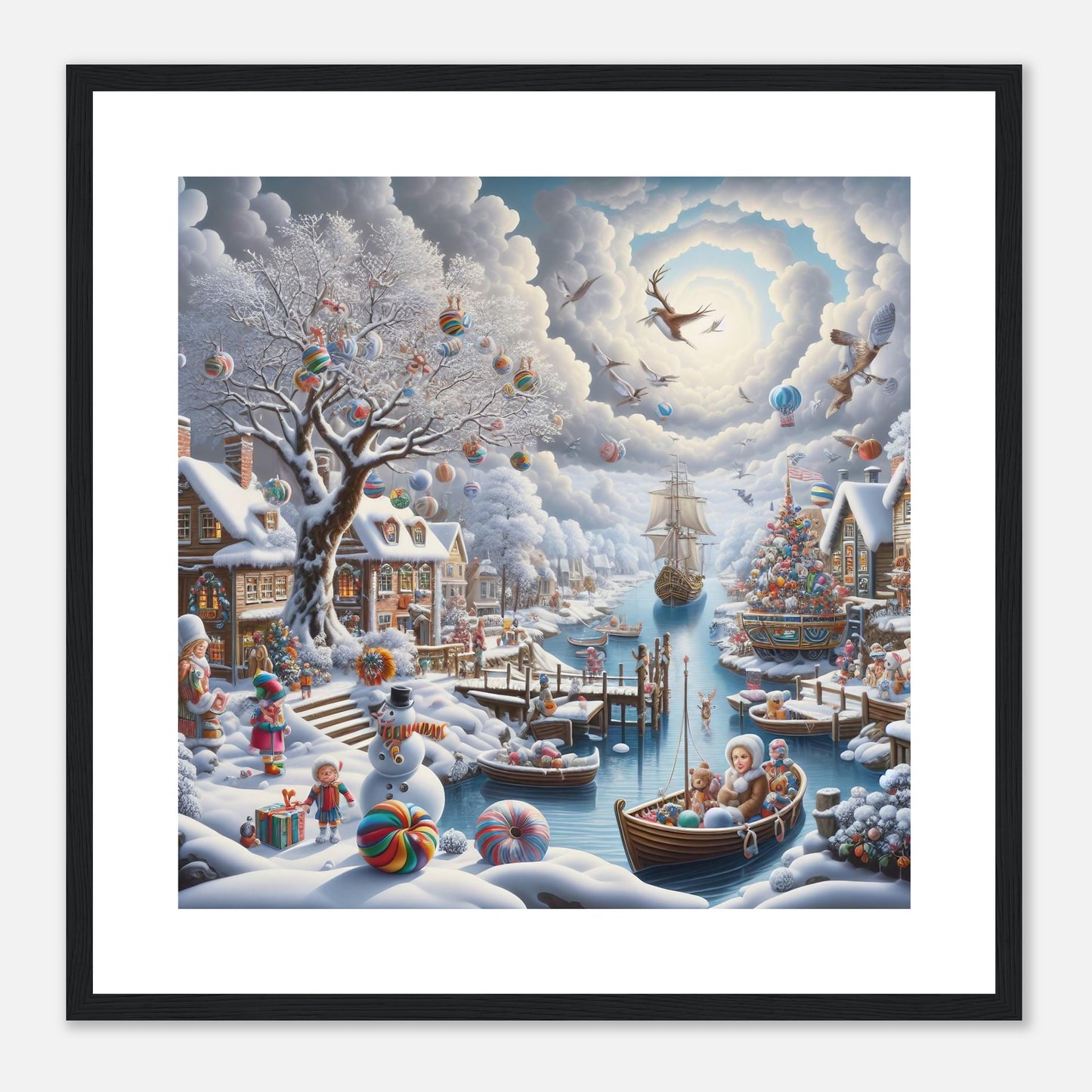 Wall Art - Winter 45 - Snowman and a sailing ship