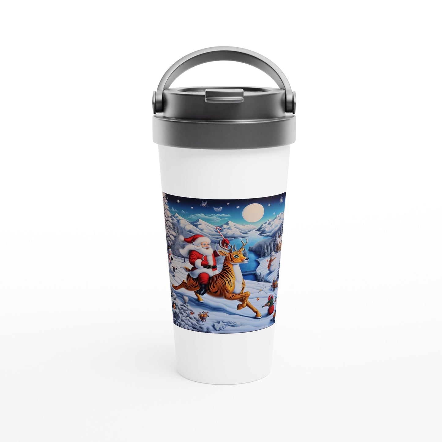 White 15oz Stainless Steel Travel Mug - Winter 80