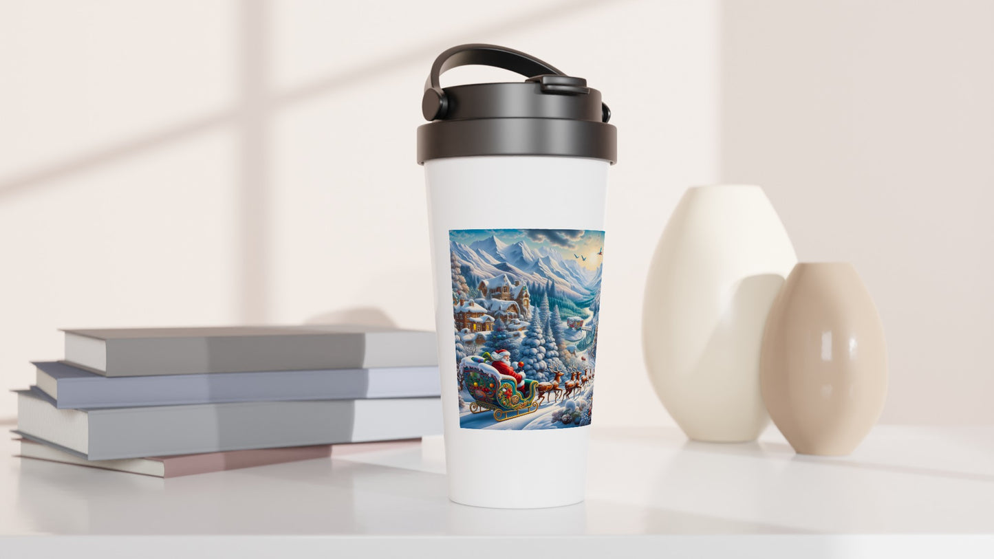 White 15oz Stainless Steel Travel Mug - Winter 113