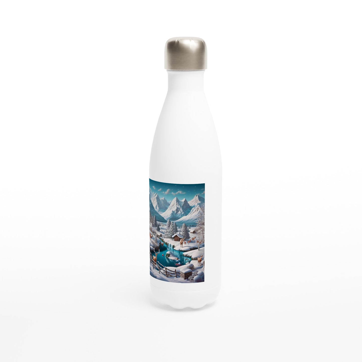 White 17oz Stainless Steel Water Bottle - Winter 208