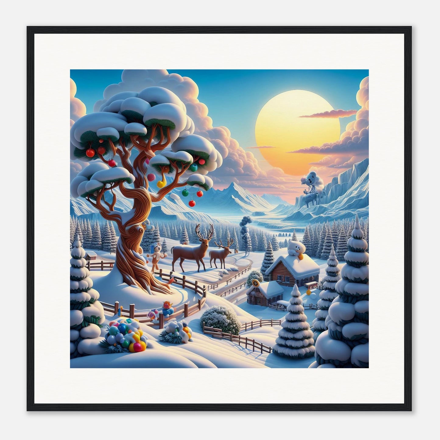 Wall Art - Winter 32 - Deer and tree