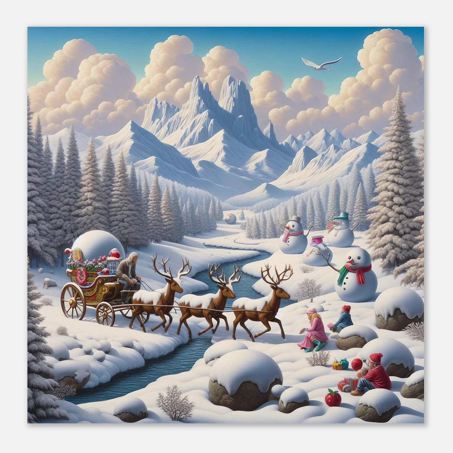 Wall Art - Winter 35 - Deer and snowmen