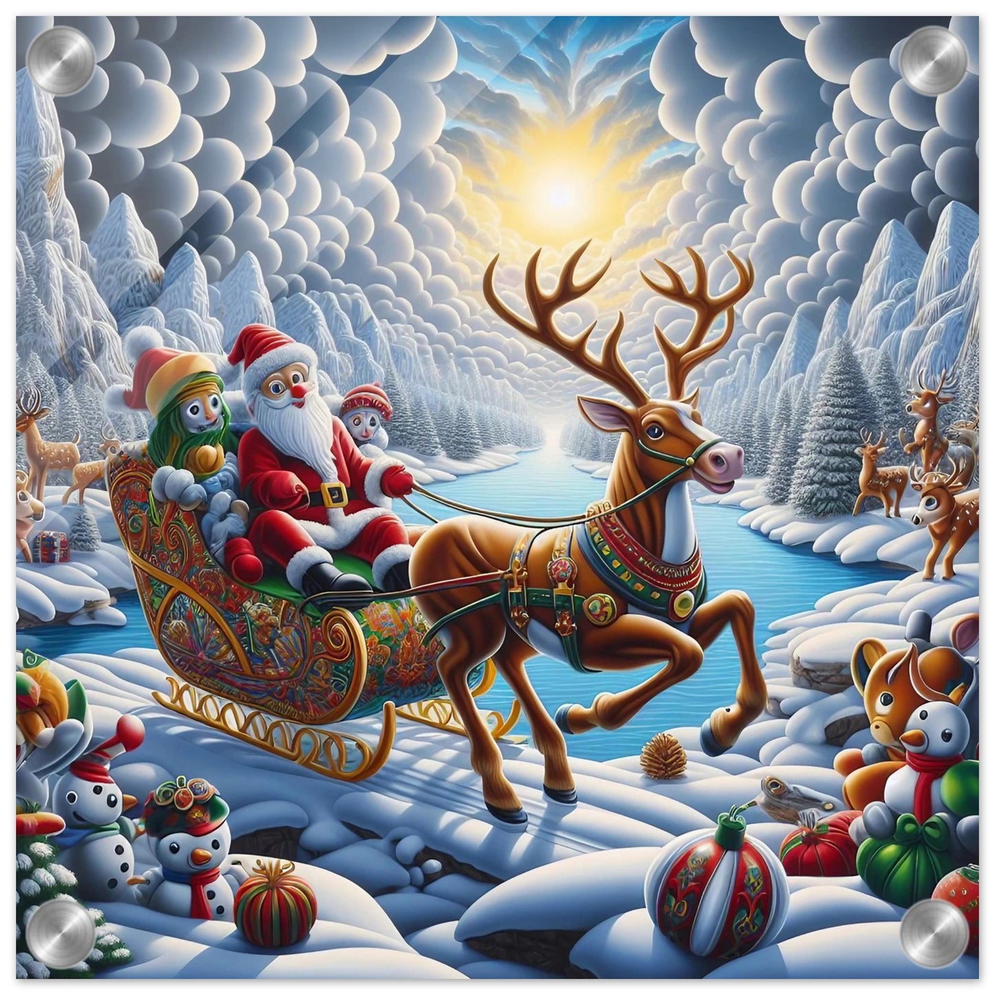 Wall art - Santa Claus and Reindeer