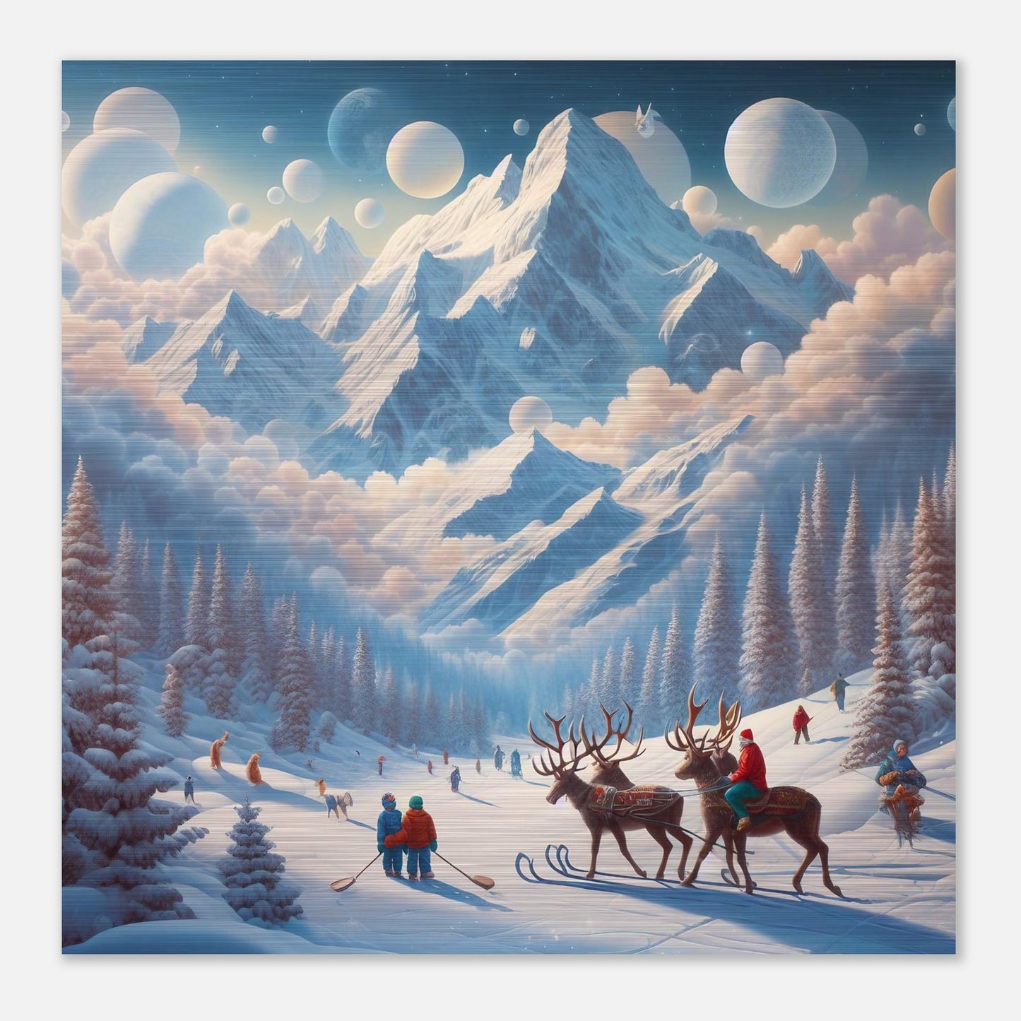 Wall Art - Winter 34 - Deer and planets