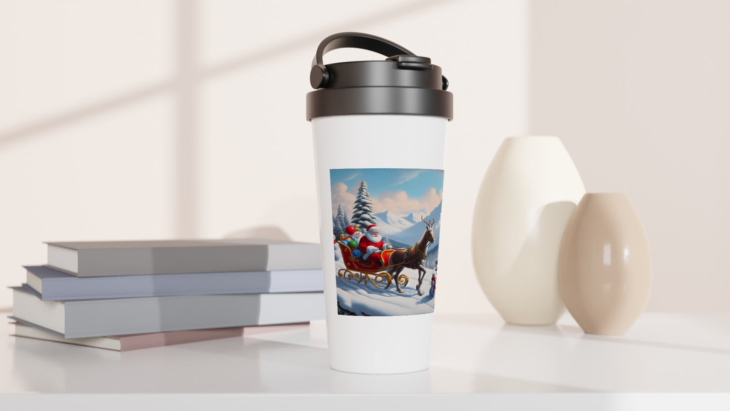 White 15oz Stainless Steel Travel Mug - Winter 125