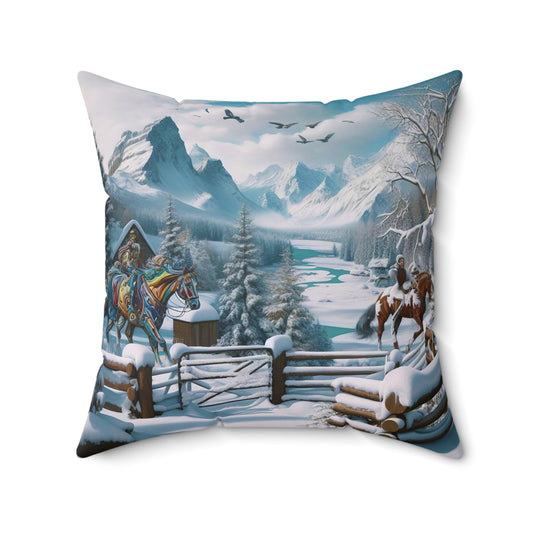 Spun Polyester Square Pillow - Winter 190