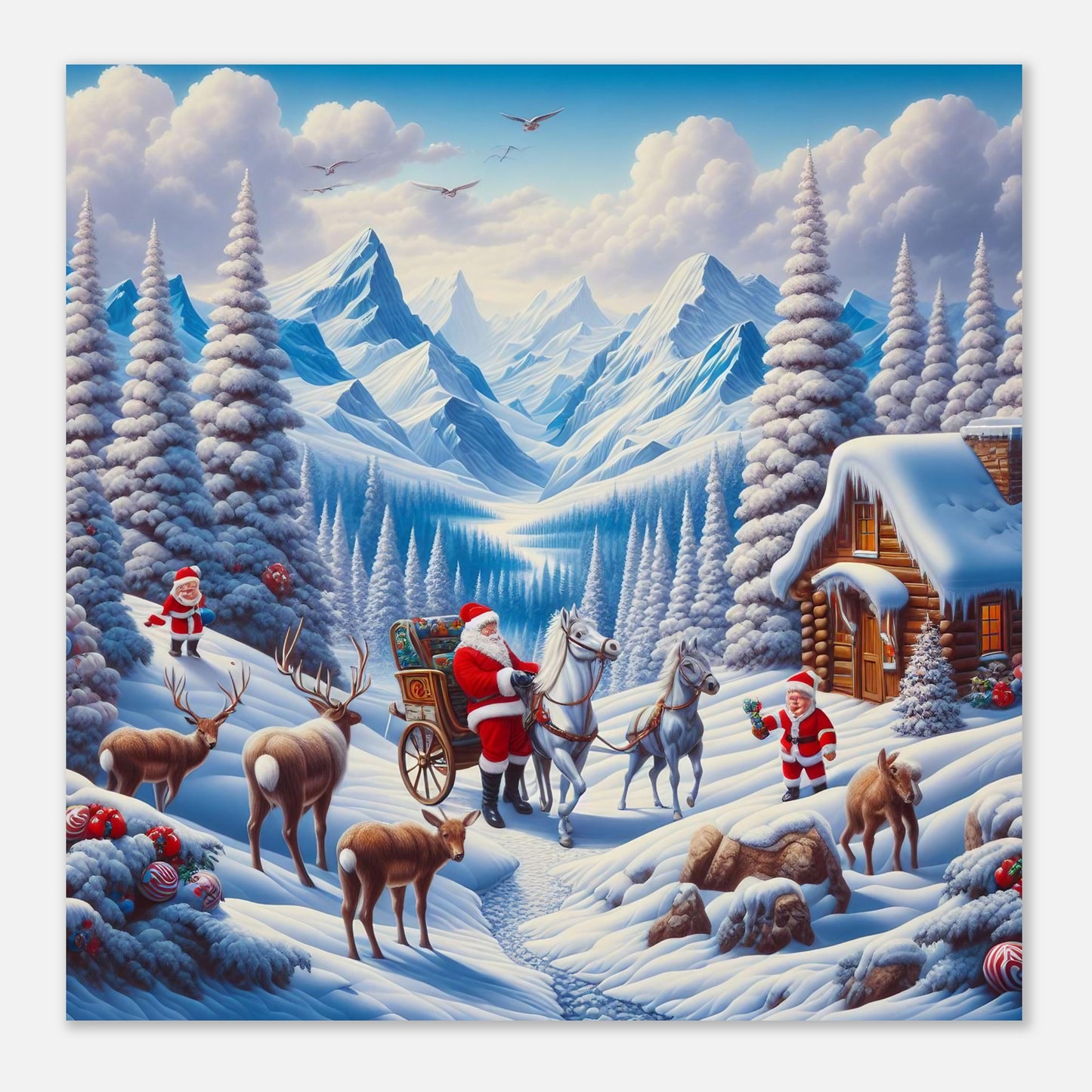 Wall Art - Winter 55 - Santa Claus and horses