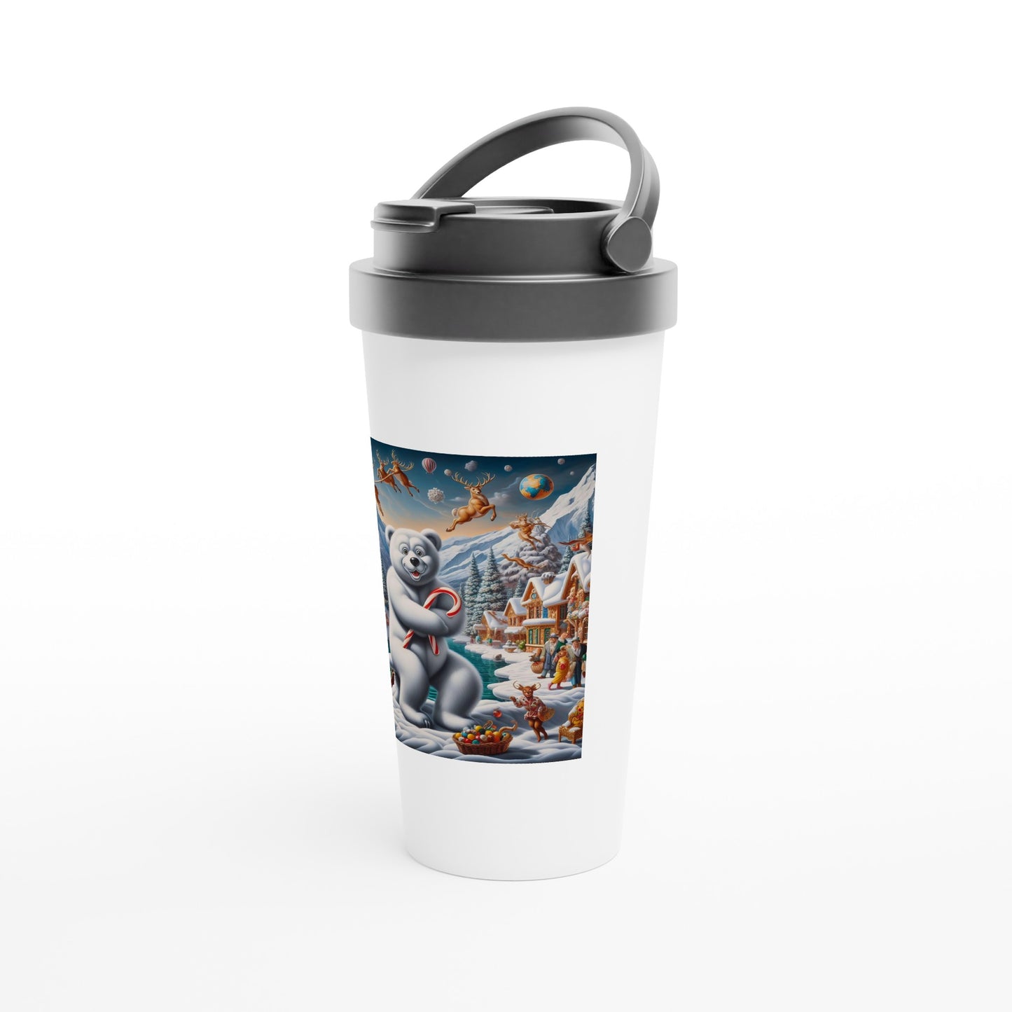 White 15oz Stainless Steel Travel Mug - Winter 75