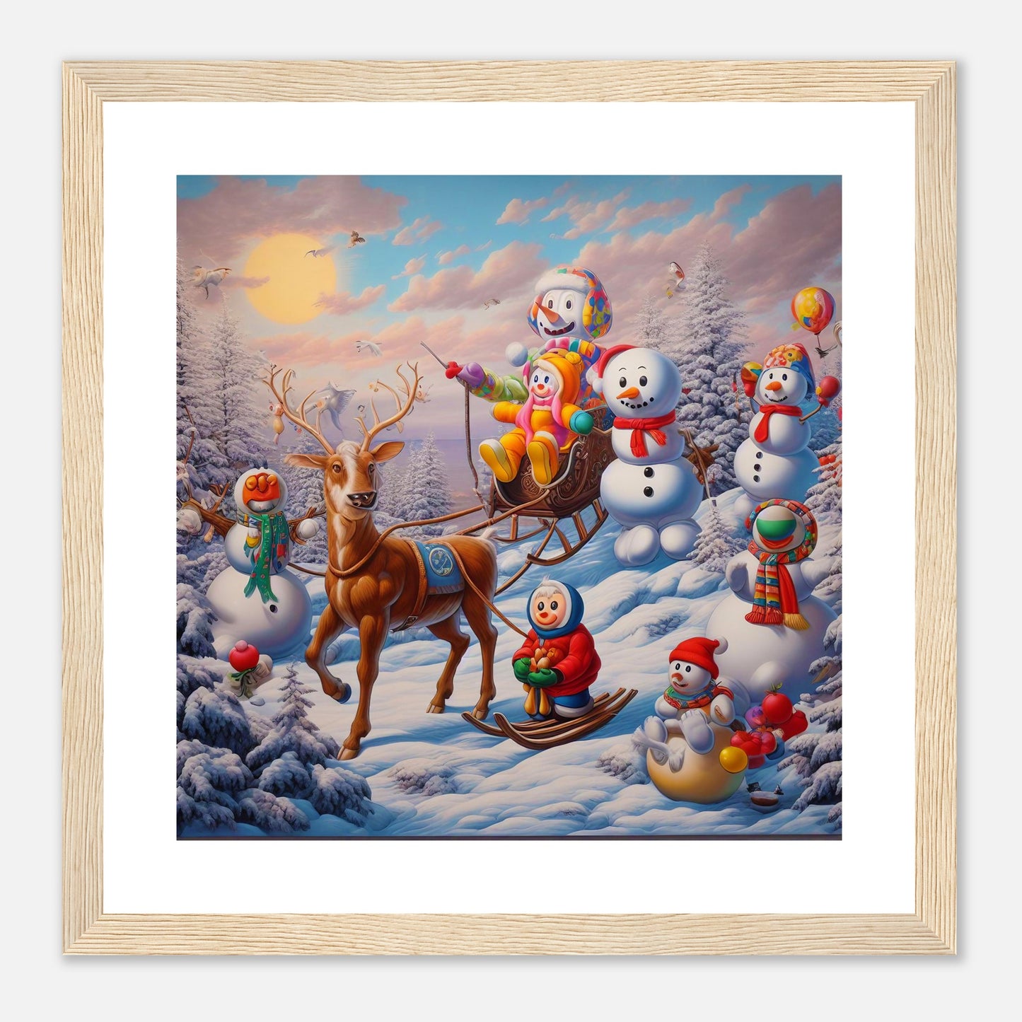 Wall Art - Winter 77 - Snowmen and a reindeer