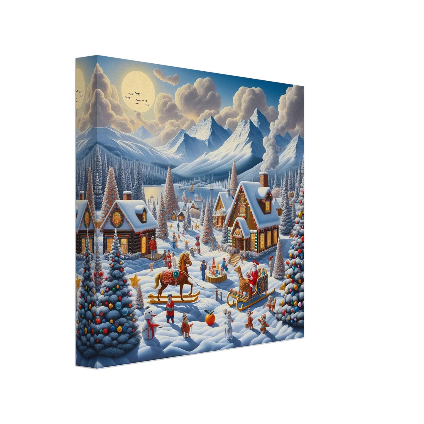 Wall art - Houses with Santa Claus and a Wood Horse