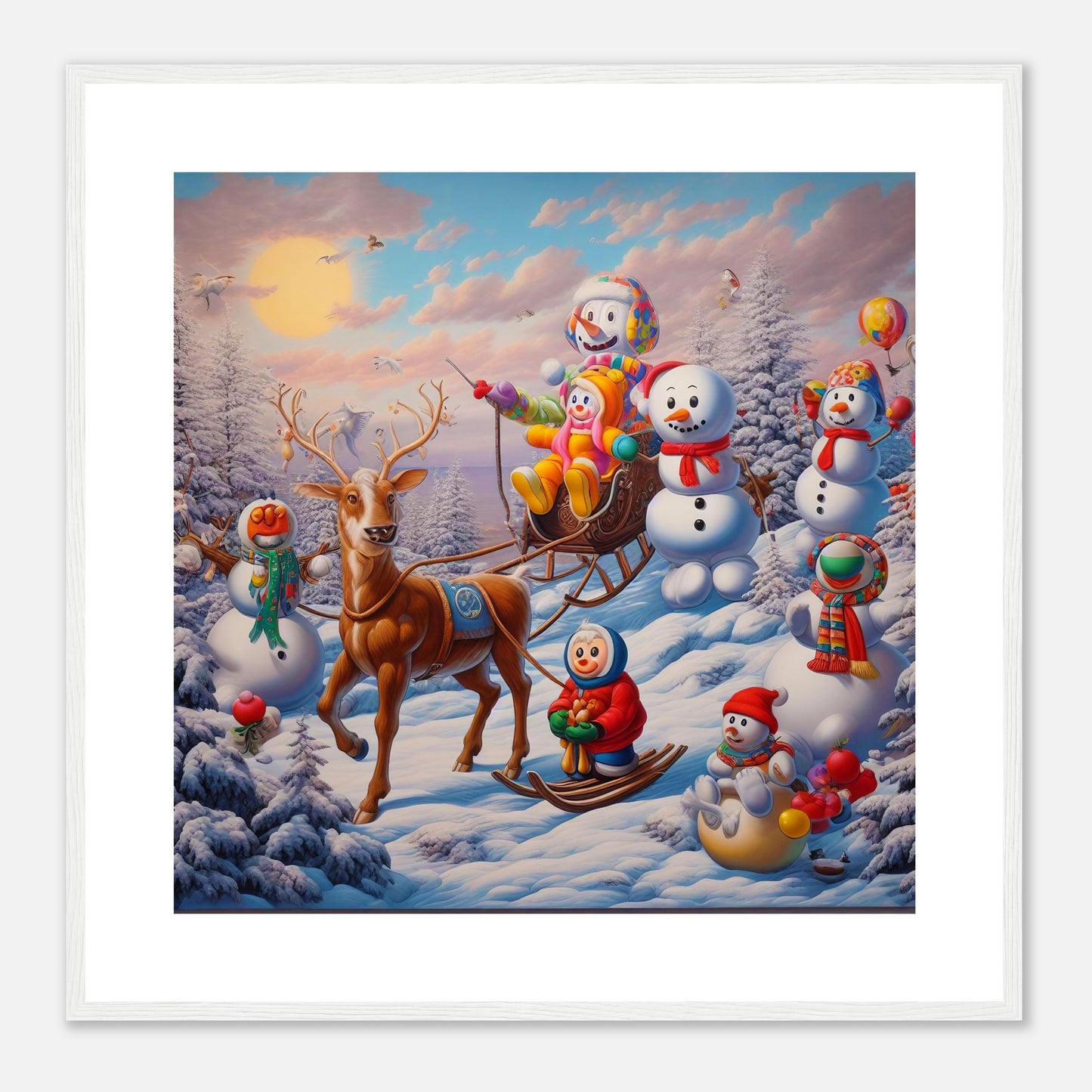 Wall Art - Winter 77 - Snowmen and a reindeer