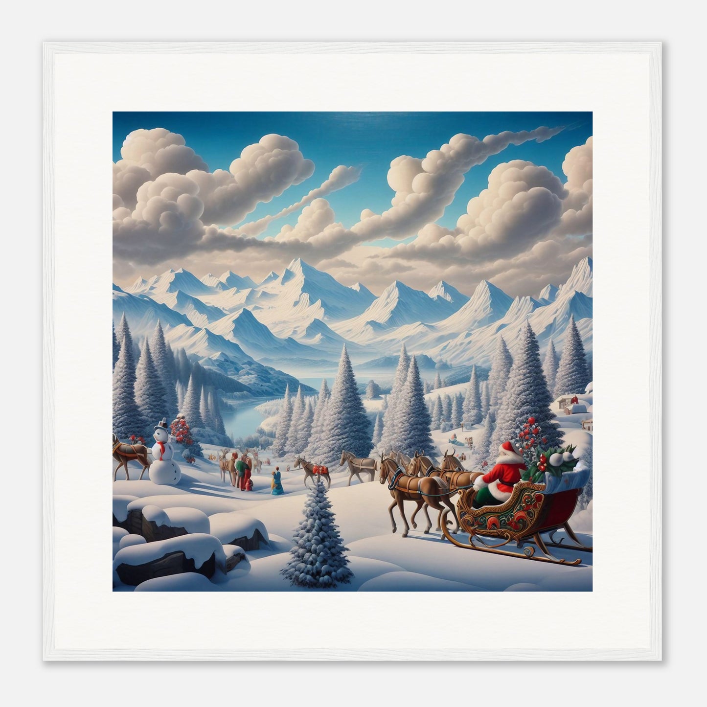 Wall Art - Winter 8 - Santa Claus, Sleigh, Mountains