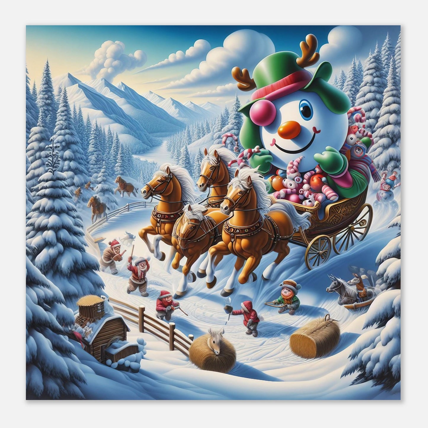 Wall Art - Winter 63 - Snowman in a carriage