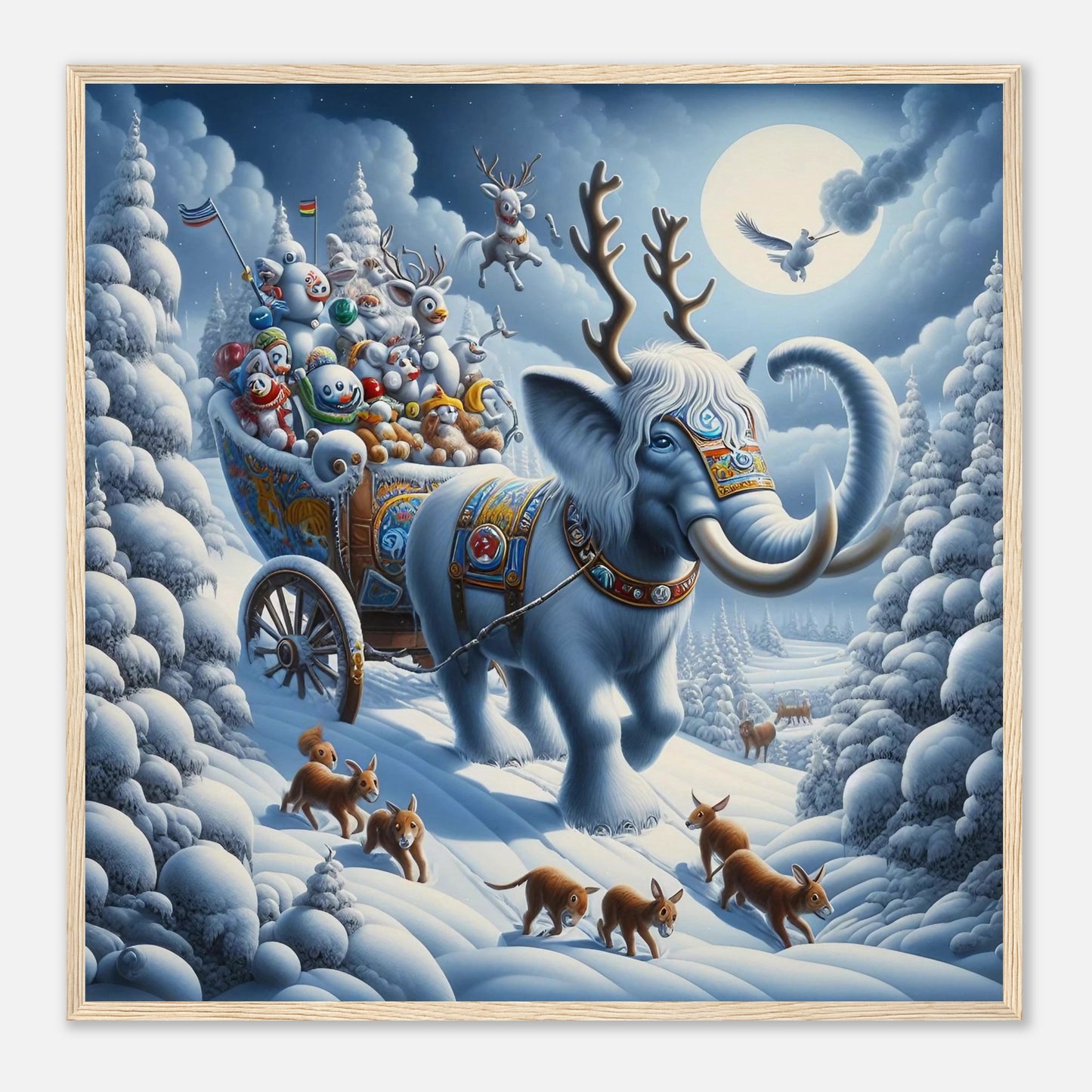 Wall art - Elephant in snow at night