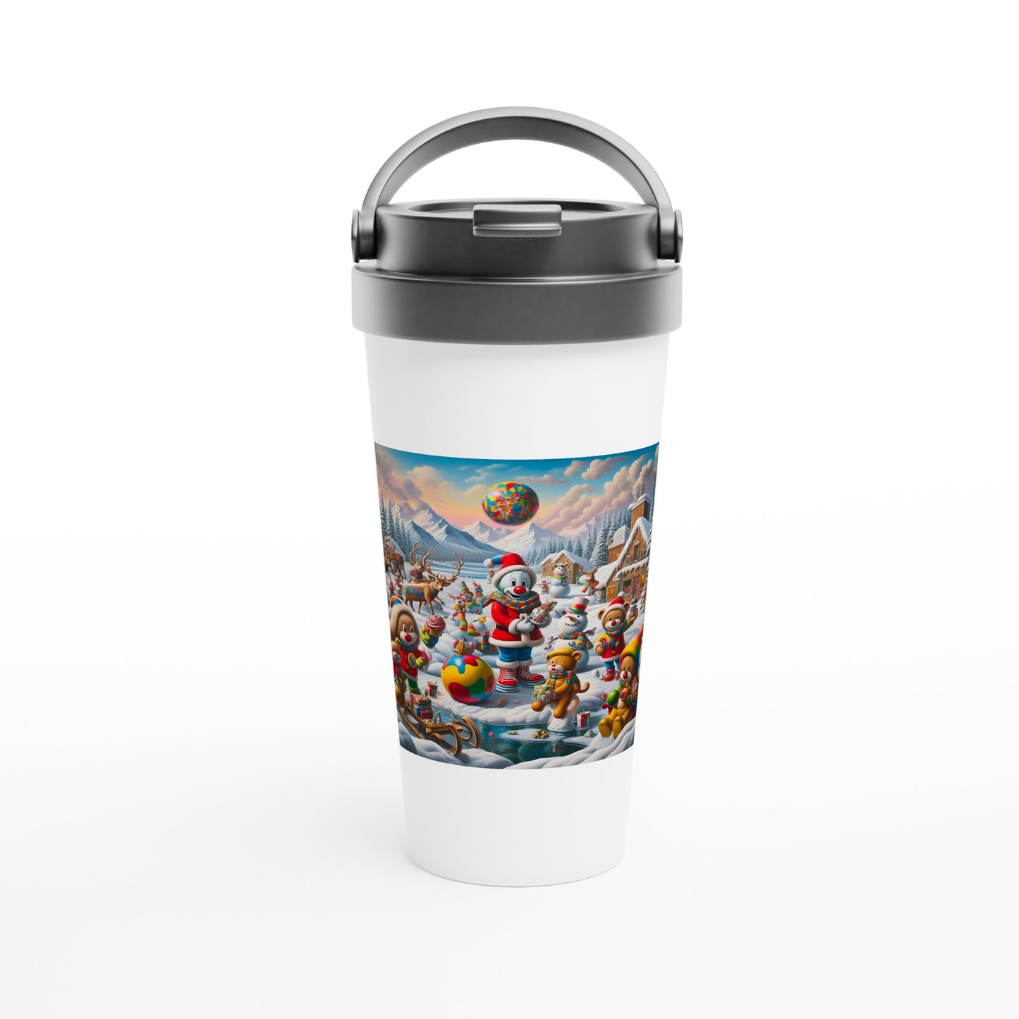 White 15oz Stainless Steel Travel Mug - Winter 108