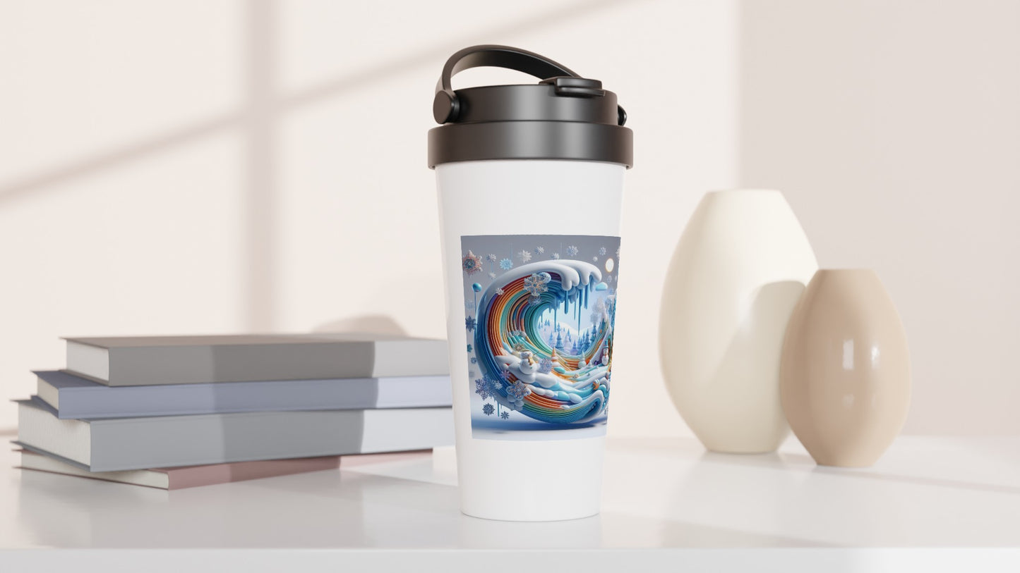 White 15oz Stainless Steel Travel Mug - Winter 85