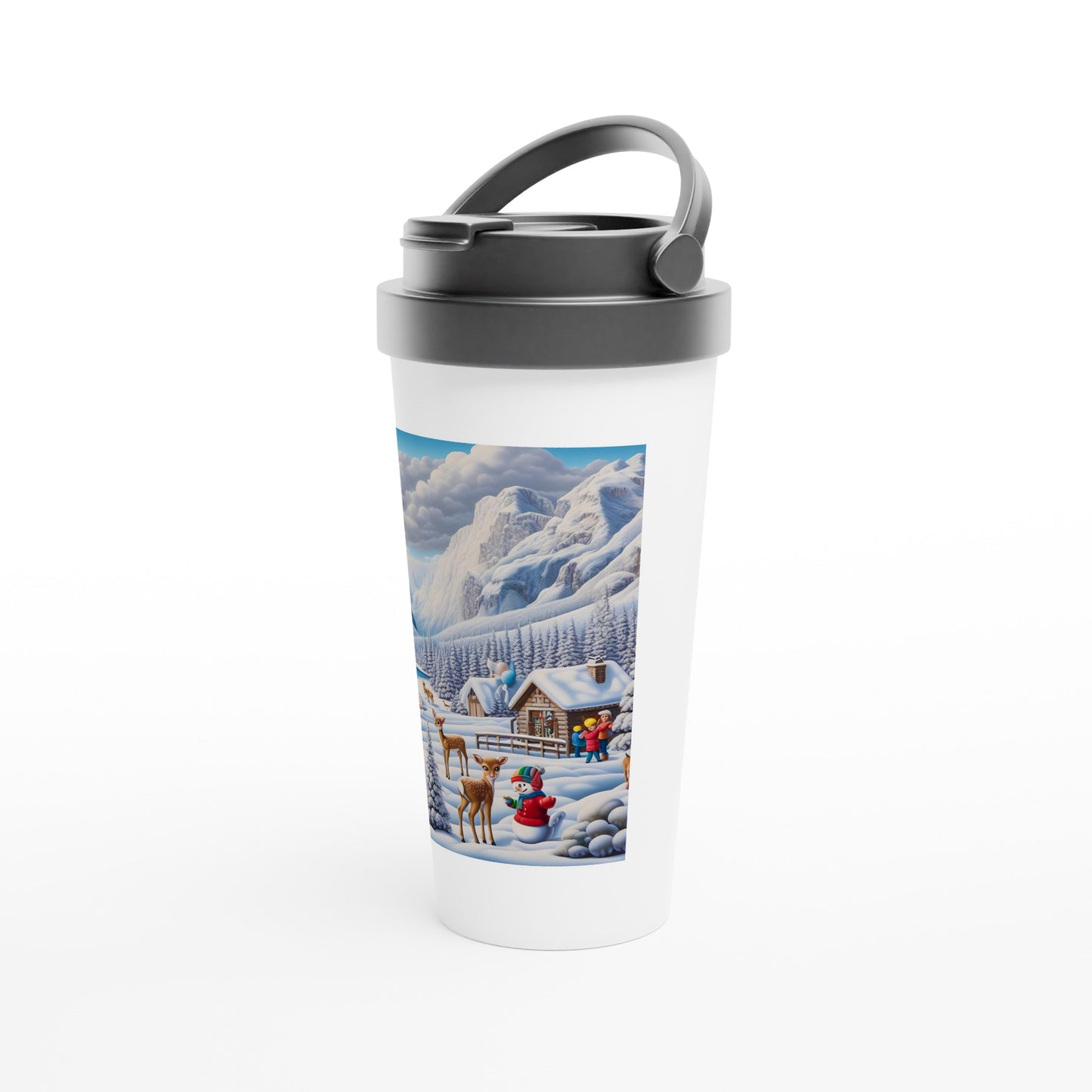 White 15oz Stainless Steel Travel Mug - Winter 159