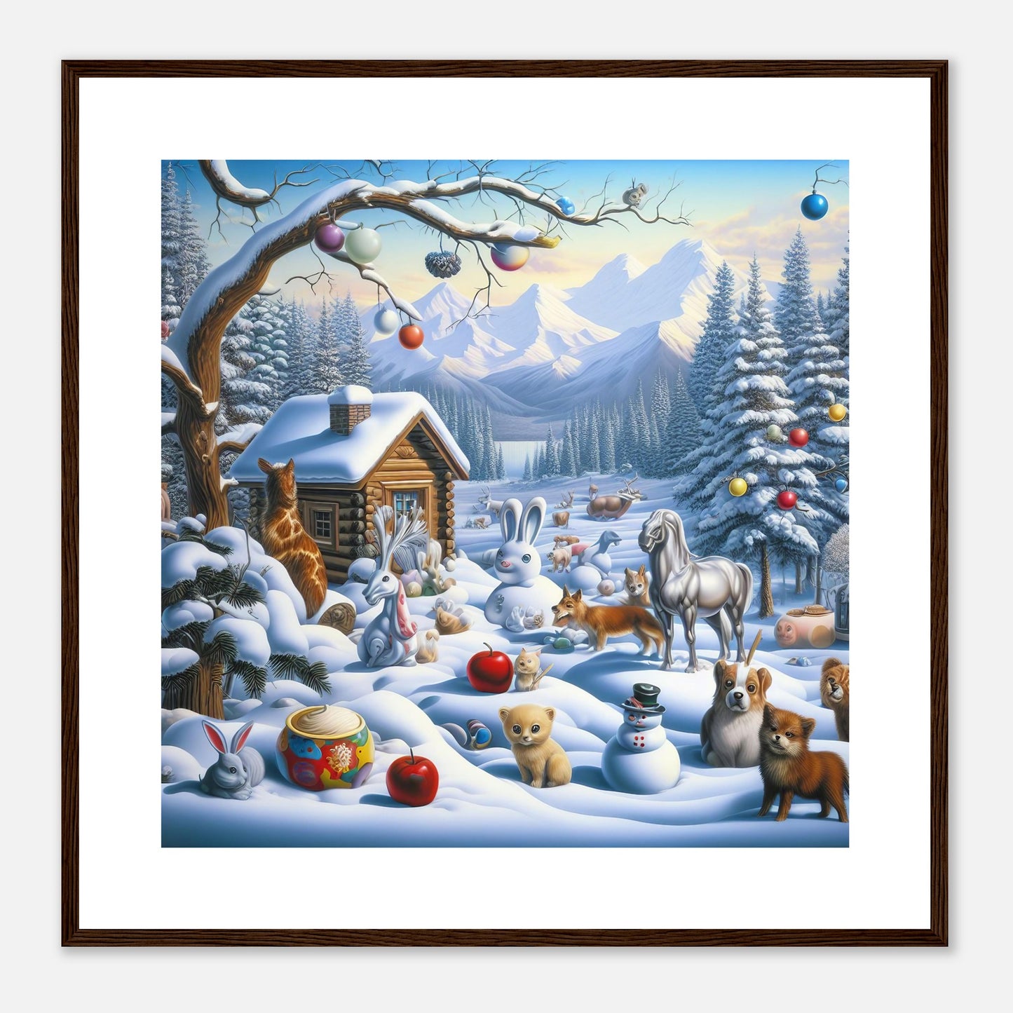 Wall Art - Winter 48 - Rabbit and a fox