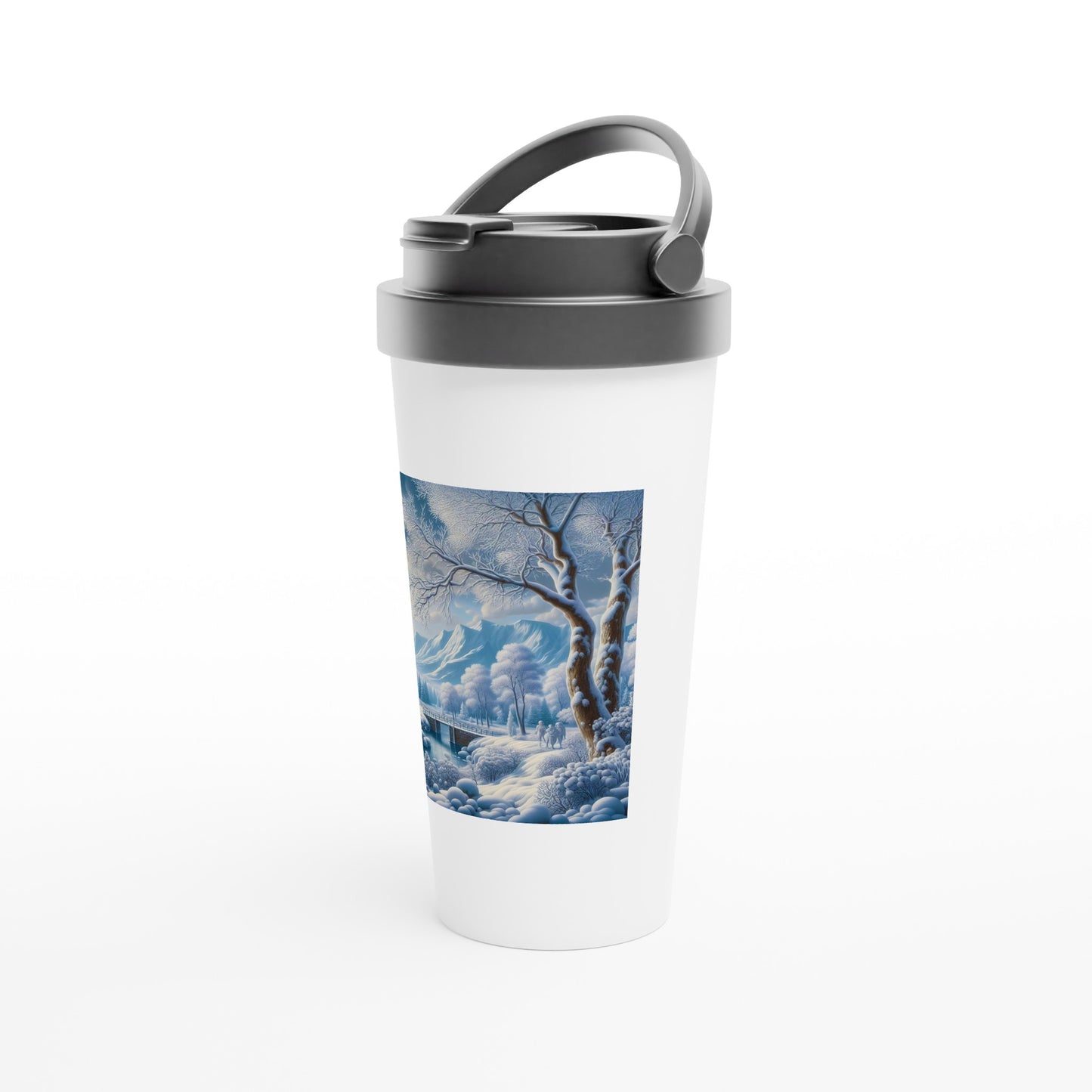 White 15oz Stainless Steel Travel Mug - Winter 175