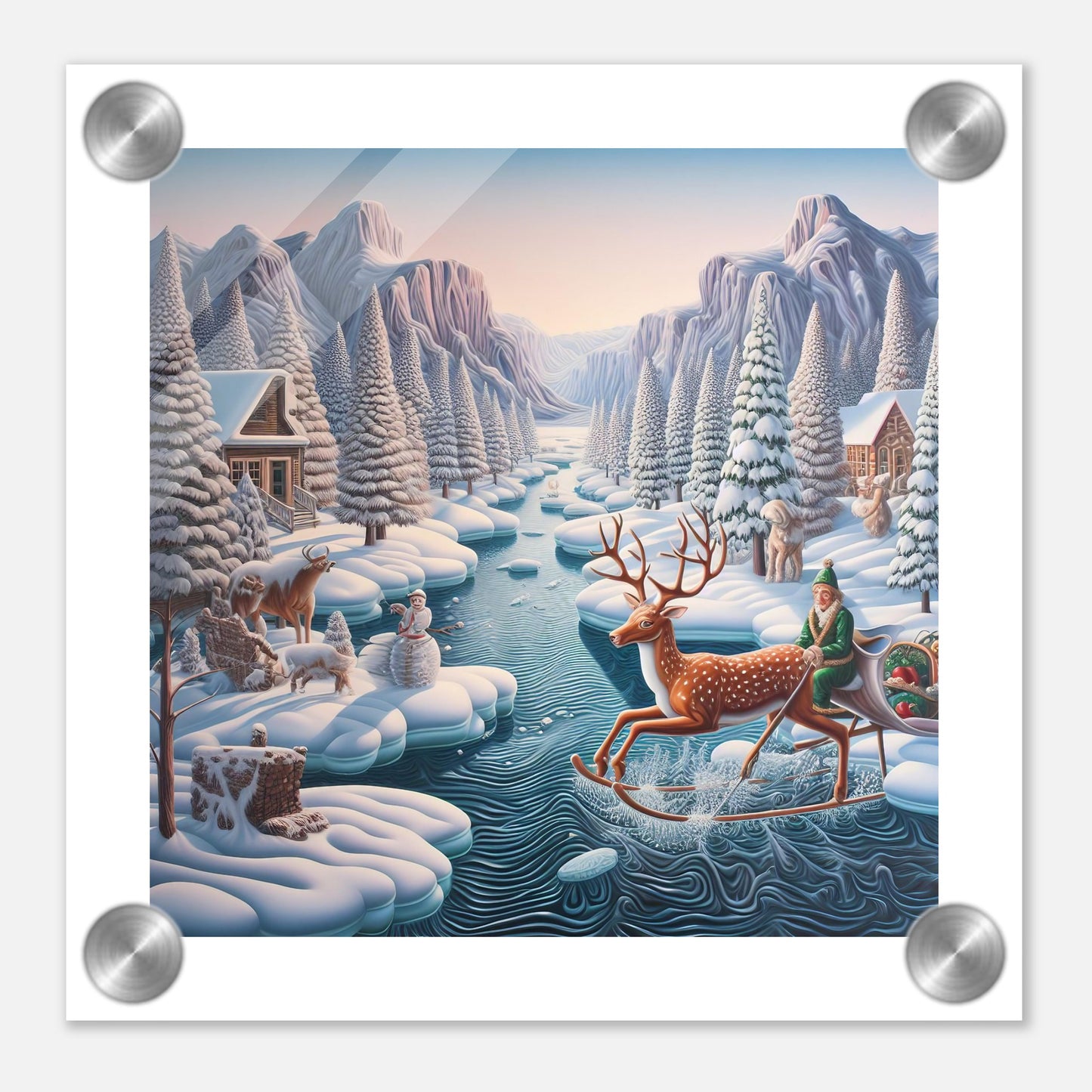 Wall Art - Winter 28 - Deer and Elf