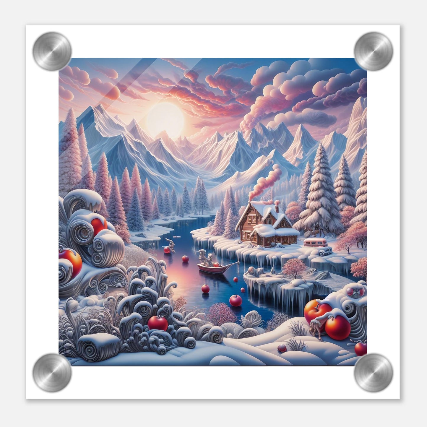 Wall Art - Winter 62 - Small boat on a river