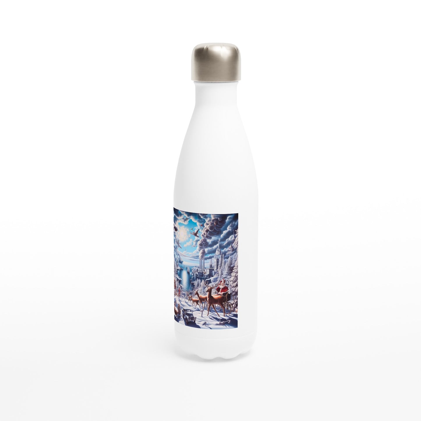 White 17oz Stainless Steel Water Bottle - Winter 114