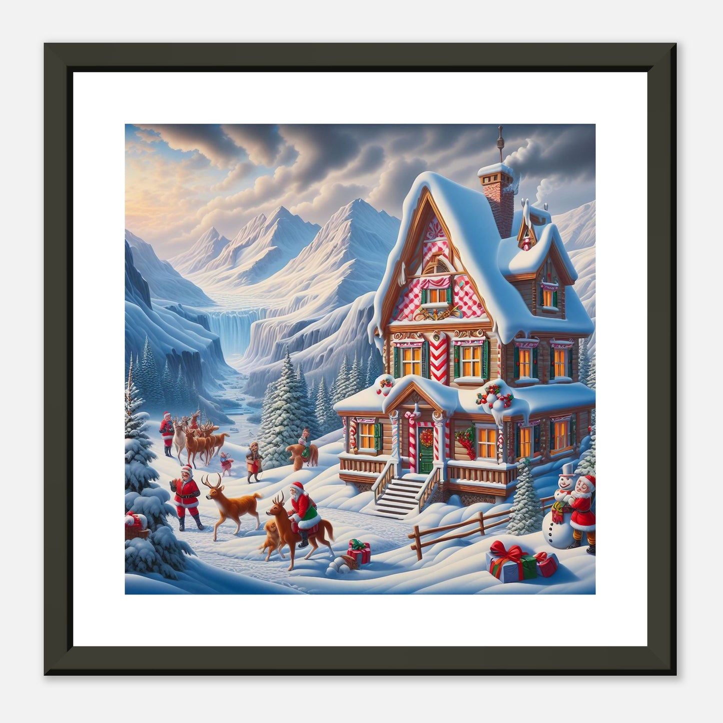 Wall Art - Winter 56 - Cottage and deer