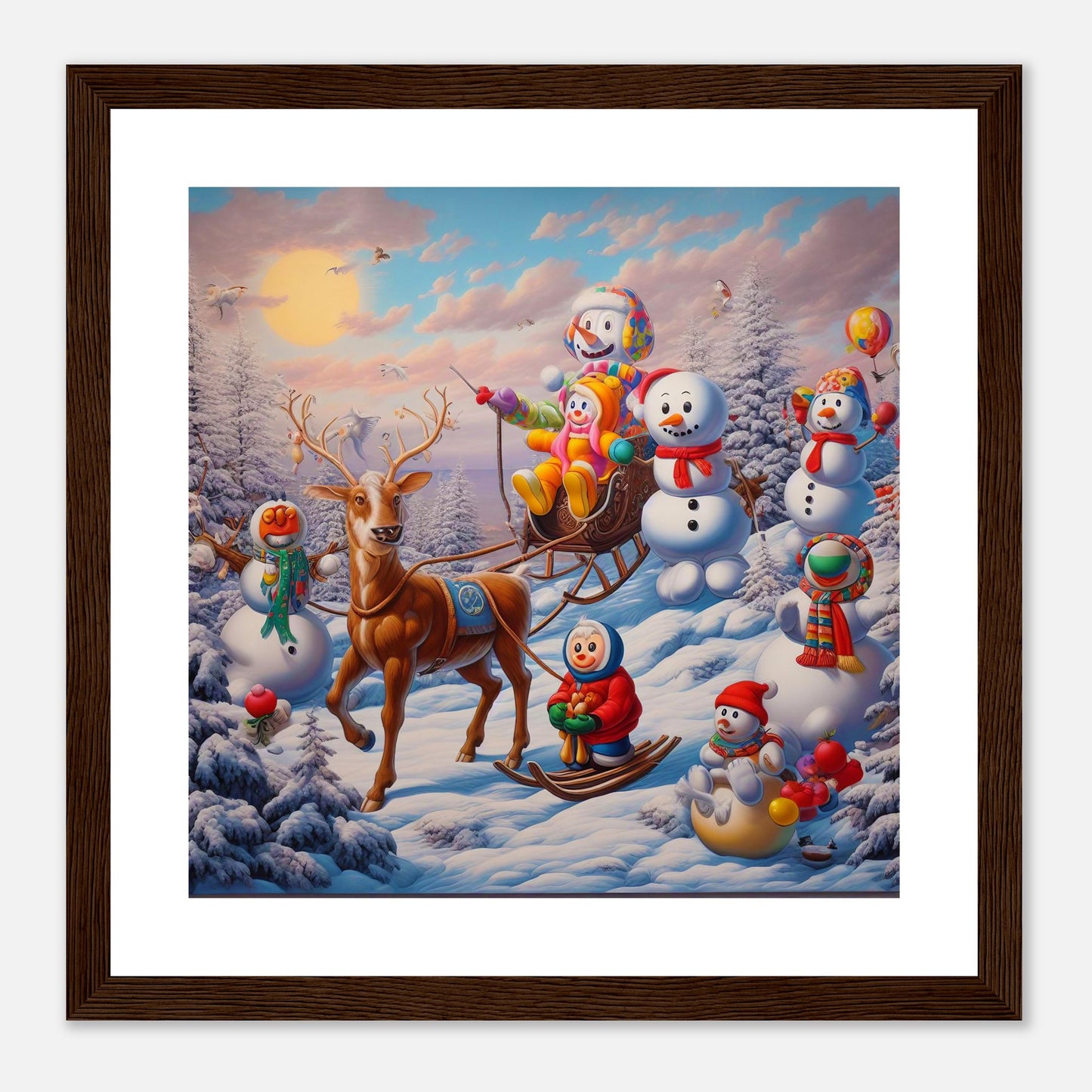 Wall Art - Winter 77 - Snowmen and a reindeer