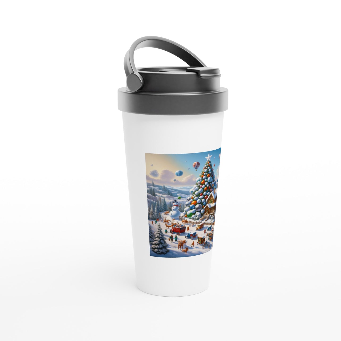 White 15oz Stainless Steel Travel Mug - Winter 96