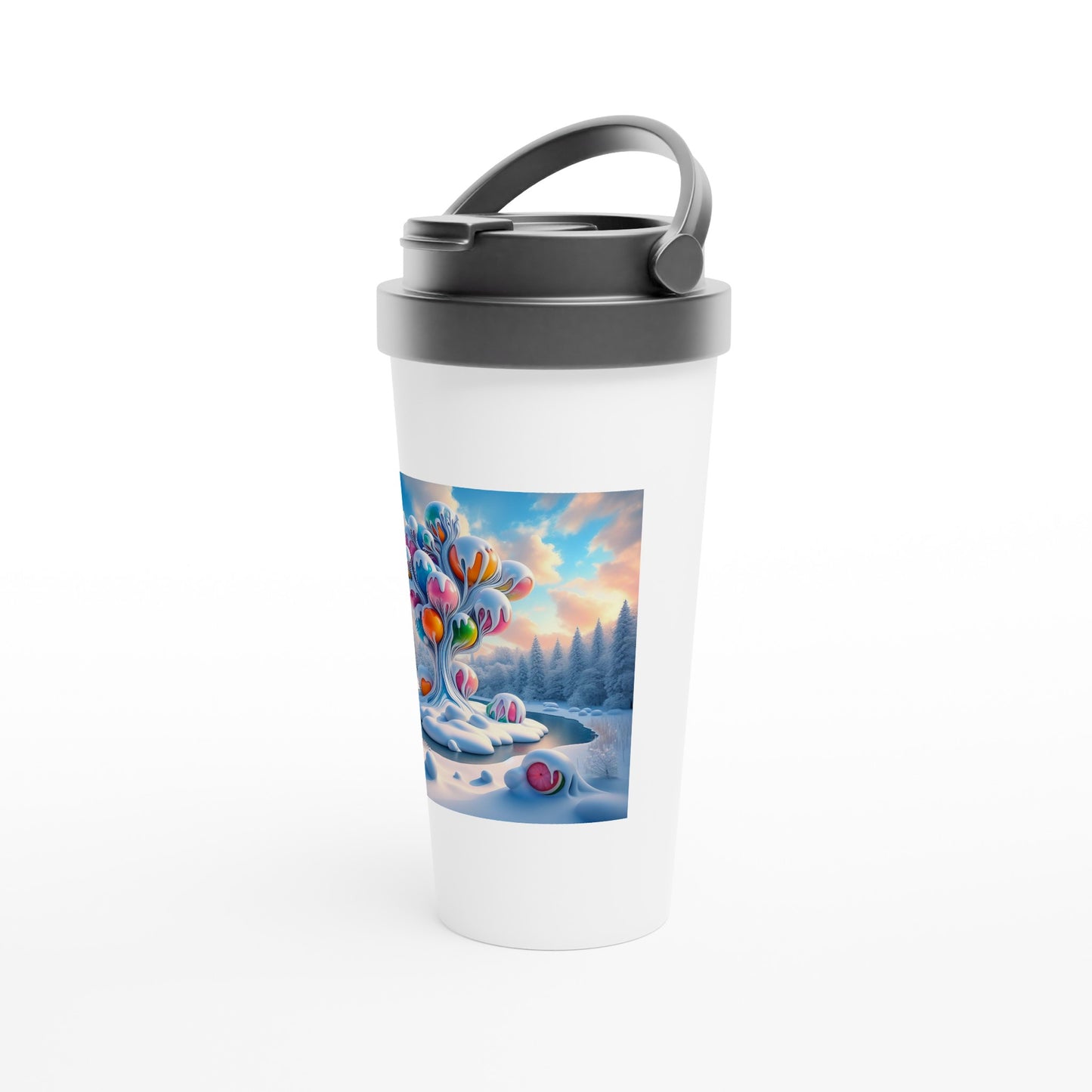 White 15oz Stainless Steel Travel Mug - Winter 78