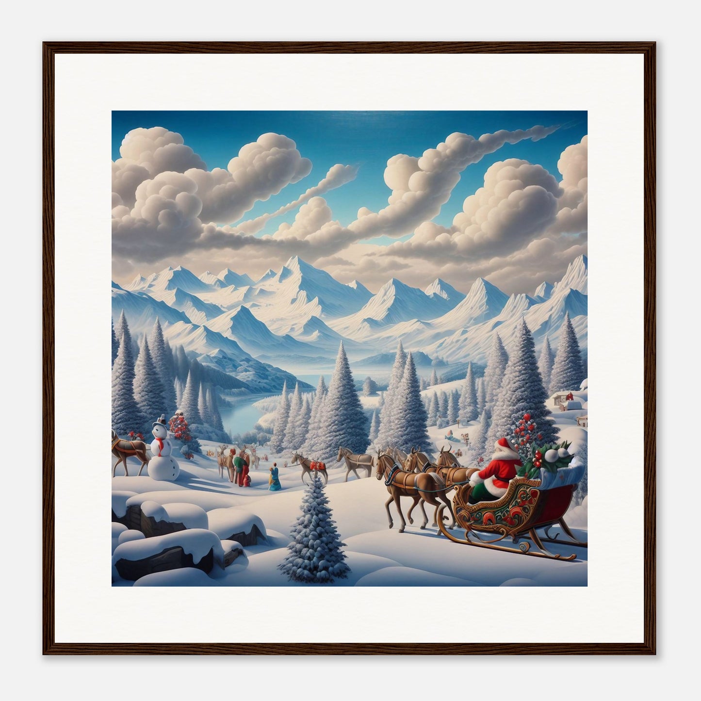 Wall Art - Winter 8 - Santa Claus, Sleigh, Mountains