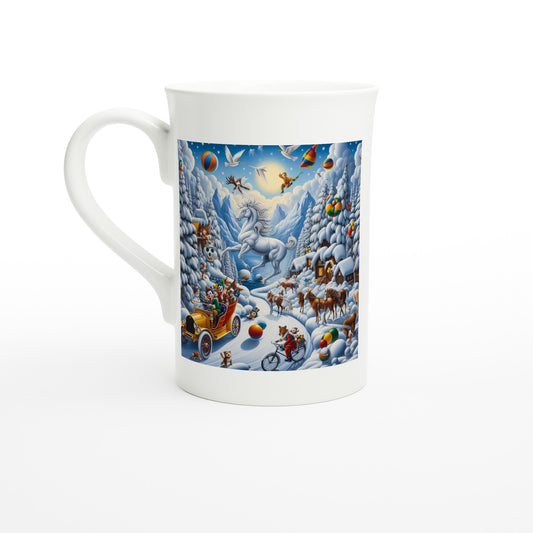 White 10oz Porcelain Slim Mug  - Winter 161