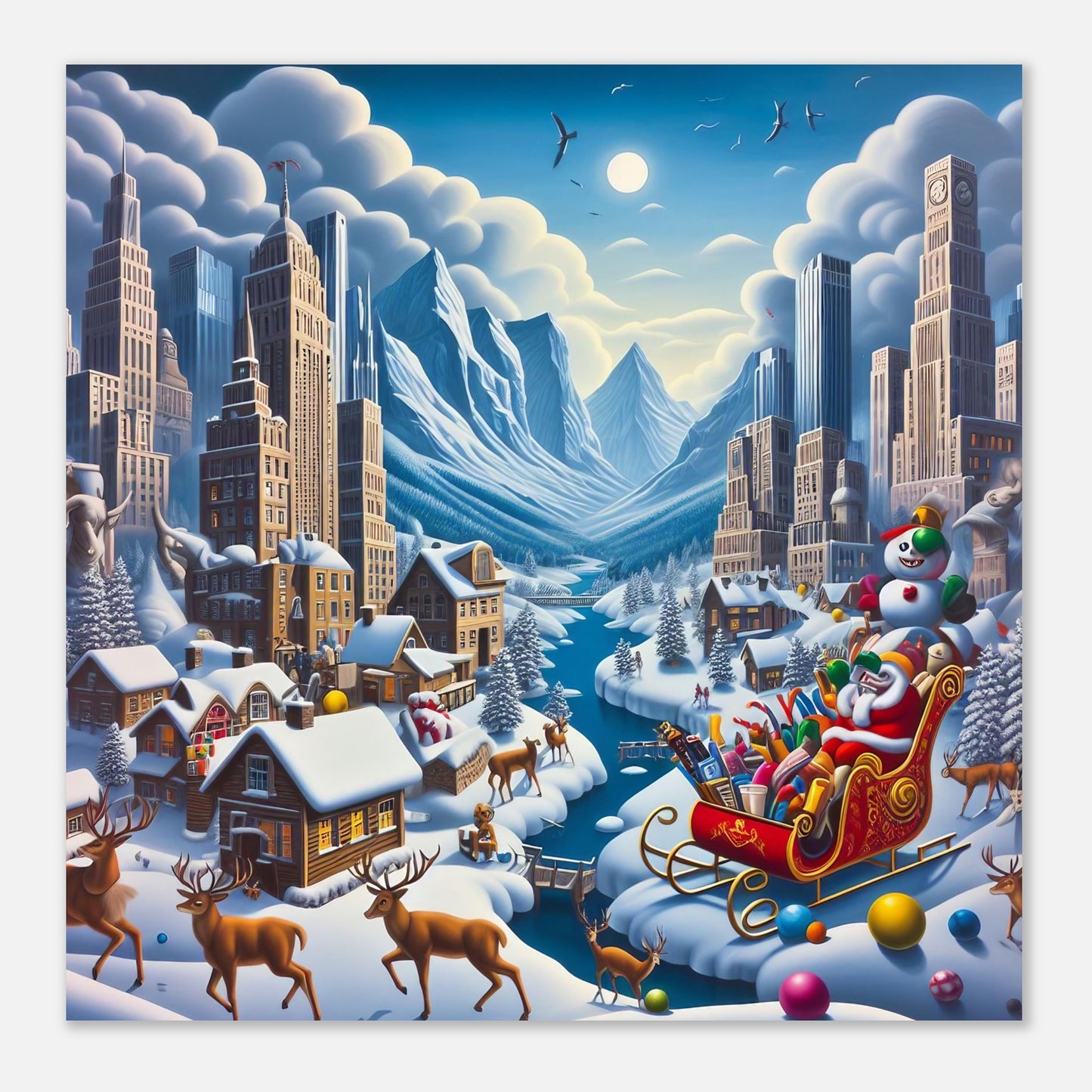 Wall Art - Winter 33 - Sleigh and river