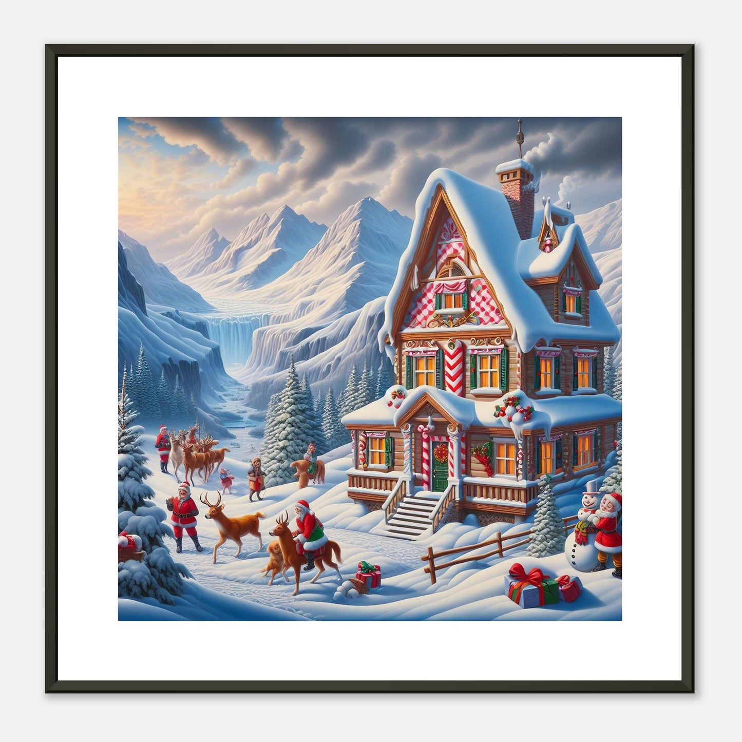 Wall Art - Winter 56 - Cottage and deer