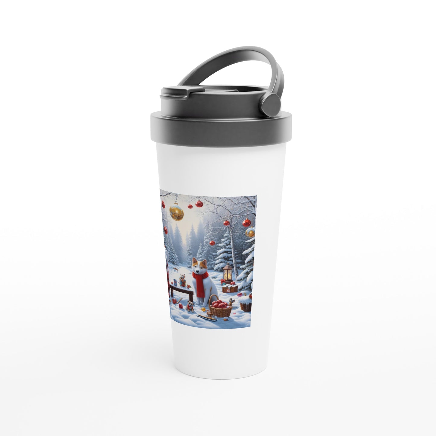 White 15oz Stainless Steel Travel Mug - Winter 97