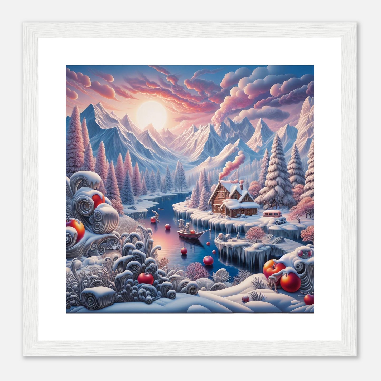 Wall Art - Winter 62 - Small boat on a river