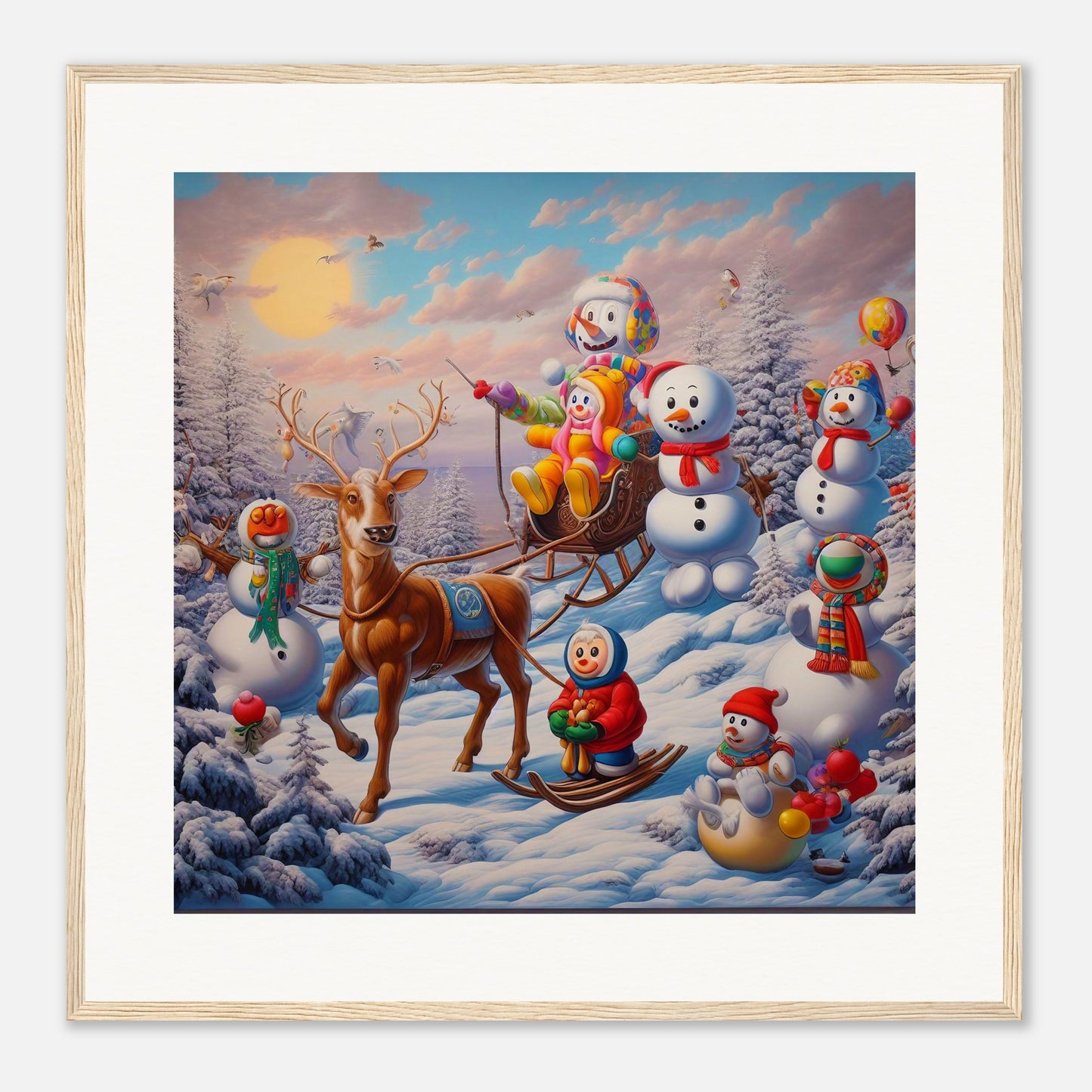 Wall Art - Winter 77 - Snowmen and a reindeer