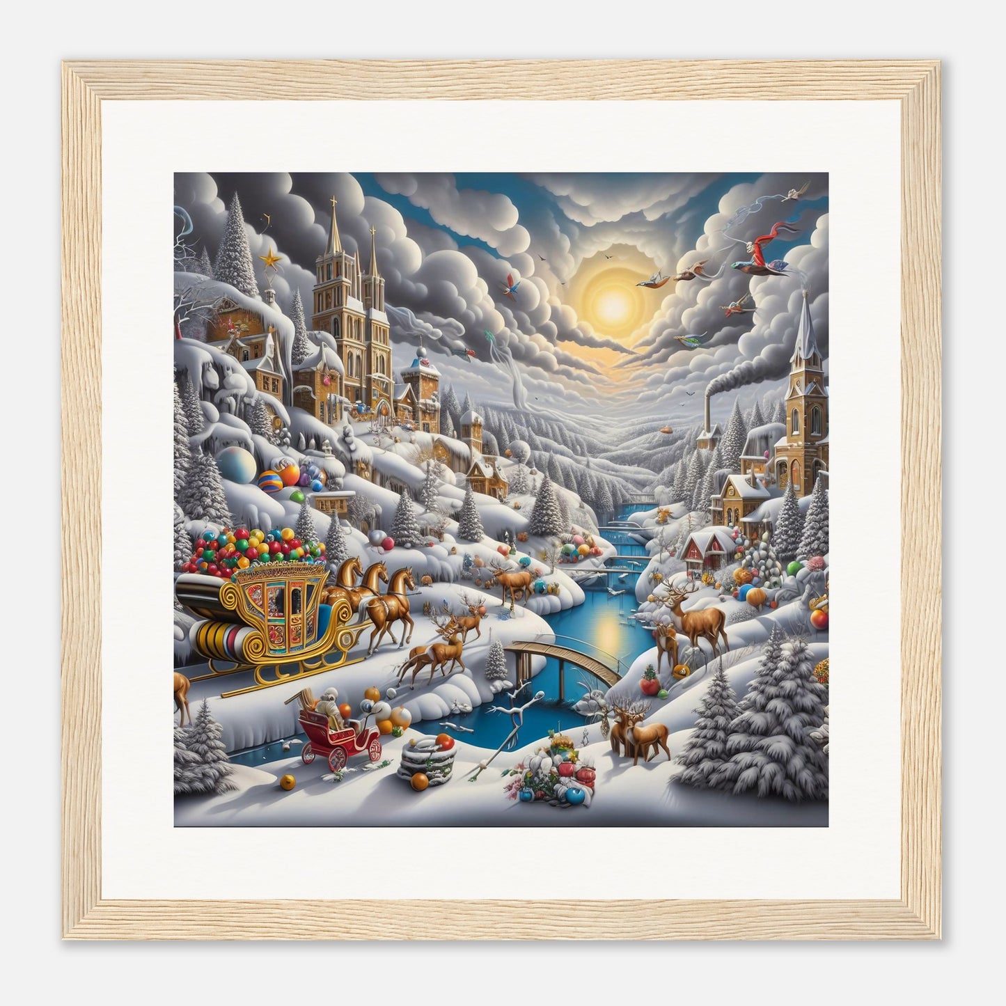 Wall Art - Winter 14 - Horses with snow sleigh