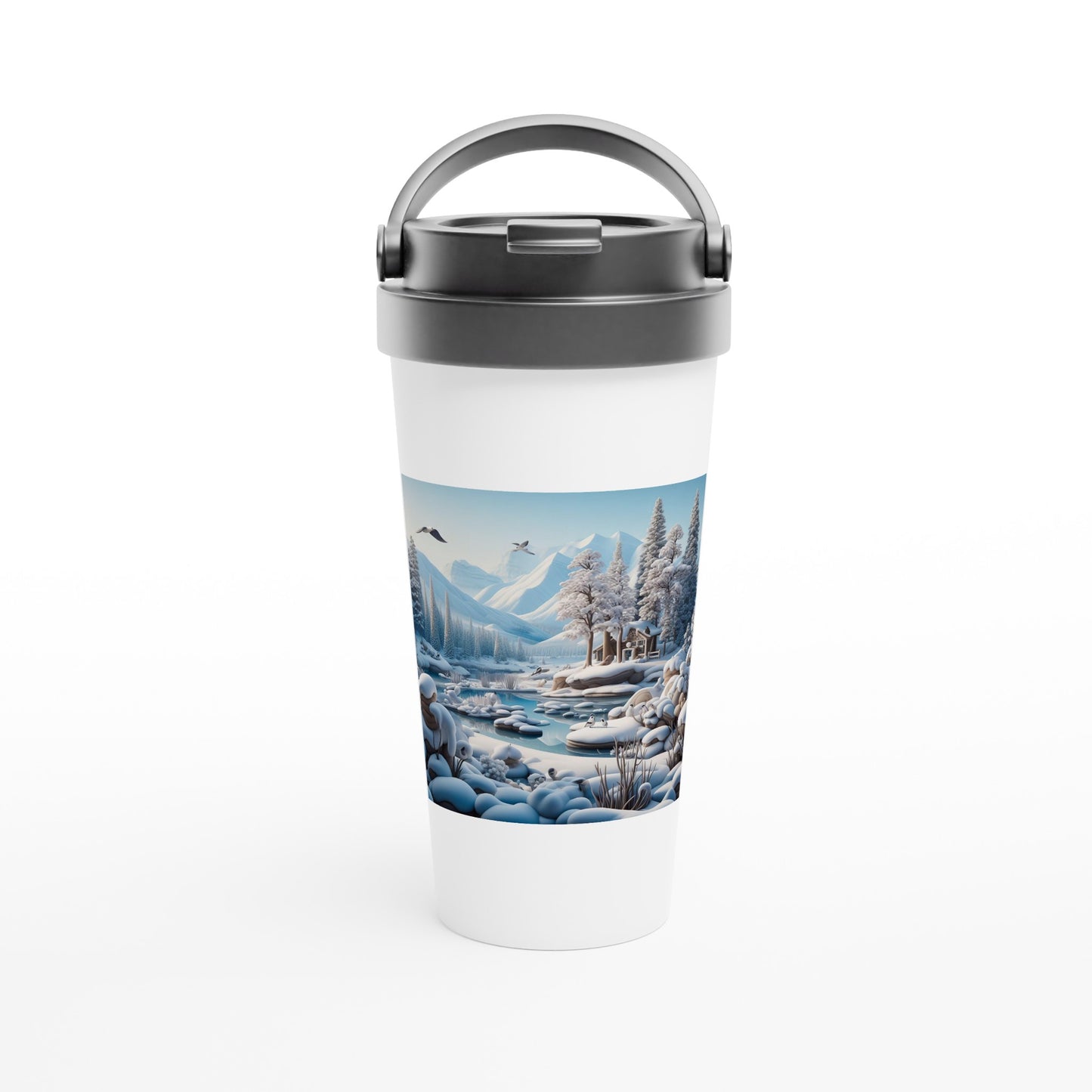 White 15oz Stainless Steel Travel Mug - Winter 99